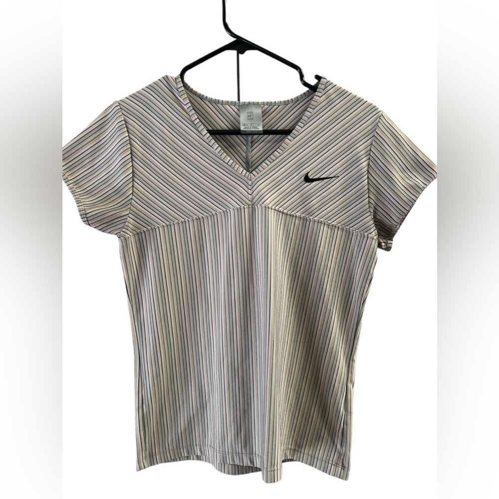 Nike striped dri-fit short sleeve athletic shirt